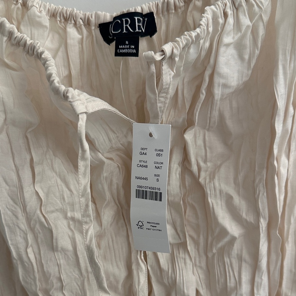 J Crew Crinkle Cream Midi Dress - Picture 2 of 4